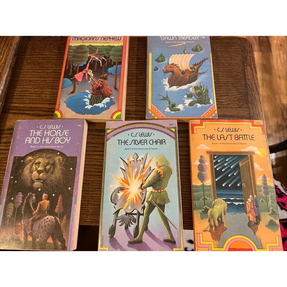 THE CHRONICLES OF NARNIA Series by C.S. Lewis Collier Ed. Set Of 5 Vintage